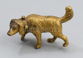 Bronz kutya szobor, talpán illesztőpontokkal, 9x5,5 cm