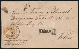 1871 15kr ajánlott levélen "PEST" - Wien