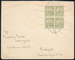 1917 Turul 60f négyestömb levélen "PÉCS" - Budapest