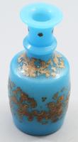 Palack. Osztrák vagy magyar, 19. sz. második fele, kék kalcedonüveg, zománcfestett, m: 14 cm