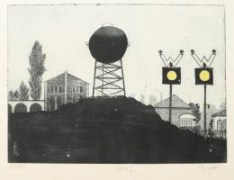 Olvashatatlan jelzéssel: Depot. Színes rézkarc, papír. Számozott (8/100). 23x32 cm