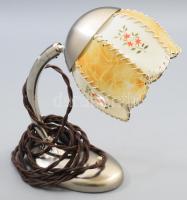 Art deco lámpa eredeti búrával és vezetékkel, krómozott fém test. 28 cm