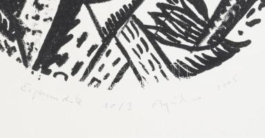 Olvashatatlan jelzéssel: Szürrealista alak (olvashatatlan címmel). Litográfia, papír. Számozott (10/...