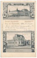 1901 Nagyvárad, Oradea; Kereskedelmi csarnok, múzeum, Silberstein B. üzlete. Helyfi László kiadása / Trade hall, museum, shop. Art Nouveau, floral (apró szakadások / tiny tears)