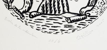 Olvashatatlan jelzéssel: Lény (olvashatatlan címmel). Litográfia, papír. Számozott (10/4). 38x23,5 c...