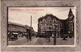 1911 Nagyvárad, Oradea; Fekete Sas Nagyszálloda, villamos, üzletek. Benkő Arthur kiadása / hotel, tram, shops