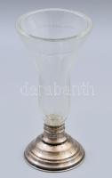 Ezüst (Ag) talpú váza. Dianás jelzéssel. Hibátlan eredeti kristály üveggel. 20 cm