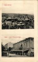 Lippa, Lipova; látkép, József főherceg szálloda és kávéház / general view, hotel and café - panorámalap egyik fele / one half of a panoramacard (non PC) (felületi sérülés / surface damage)