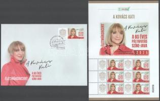 2025 Kovács Kati megszemélyesített hatos kisív + FDC dísztokban