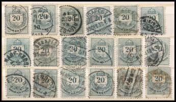 1881 16 db Színesszámú 20kr