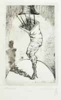 Olvashatatlan jelzéssel, feltehetően román művész: Metamorfózis. Rézkarc, papír. Számozott (III/IV). 20x13 cm