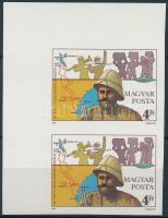 1987 Teleki Sámuel ívsarki vágott pár / Mi 3905 imperforated corner pair