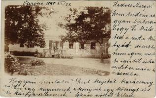 1898 (Vorläufer!) Varjas, Varias; kastély, kúria. A képeslap címzettje székhelyi gróf Mailáth Margit (1885-1956) / castle, mansion. photo (gyűrődések / creases)