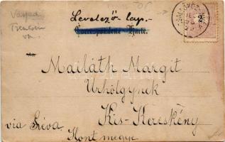 1898 (Vorläufer!) Varjas, Varias; kastély, kúria. A képeslap címzettje székhelyi gróf Mailáth Margit...