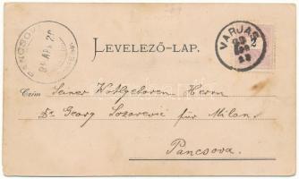 1899 (Vorläufer!) Varjas, Varias; községház, vasútállomás, artézi fürdő, Fő utca / town hall, railwa...