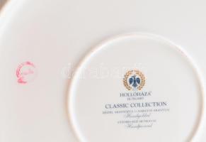 Hollóházi pillangó mintás kézzel áttört és aranyozott kínáló, jelzett, hibátlan, d: 30 cm