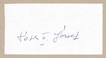 Tóth József, Tóth II. József (1929- 2017) labdarúgó az Aranycsapat tagjának aláírása egy őt ábrázoló fotó alatt kivágáson
