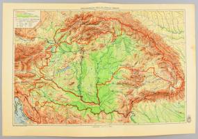 1942 Nagy-Magyarország politikai térképe / hegy- és vízrajzi térképe, kétoldalas, 1 : 2.500.000, M. ...