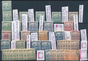 42 db Arató bélyegek lemez- illetve nyomási hibákra beazonosítva az 1920-as évekből, stecklapon