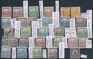 28 db Arató bélyeg és 1 db Hadisegély bélyeg lemez- illetve nyomási hibákra beazonosítva az 1920-as ...