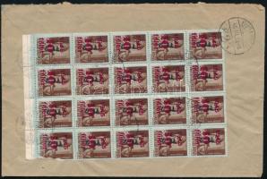 1946 (10. díjszabás) Budapest helyi ajánlott levél 25 db bélyeggel