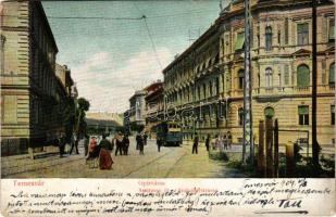 1904 Temesvár, Timisoara; Gyárváros, Andrássy út, villamos. D. T. C., L. 22720. / Fabric, street, tram (EB)