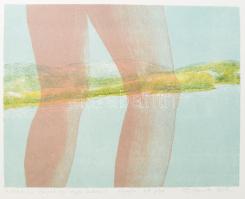 Augusztin Márta (1976): Lábad és a túlsó part egy irányba haladnak, 1999. Litográfia, papír, jelzett, művészpéldány EA. 22x28 cm