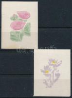 1950 Virág I. 30f és 40f vágott színpróbanyomatok