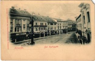 Temesvár, Timisoara; Szent György tér, Várneky A., Fischer Jac. üzlete. Polatsek kiadása / square, shops (EM)