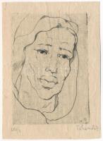Pohárnok Zoltán (1905-1976): Arckép. Rézkarc, papír, jelzett. Kissé gyűrött. 9x6 cm