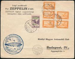 1931 A Zeppelin magyarországi körrepülése levél Zeppelin 2P és Repülő 4f bélyegekkel