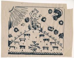 Pohárnok Zoltán (1905-1976): A domb tetején. Tus, hártyapapír, jelzés nélkül. Jobb felső sarkában sérült. 13x15,5 cm