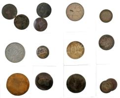 Vegyes, 15db-os, főleg magyar érmetétel műanyag berakólapon, benne 1992. 200Ft Ag "MNB" + 1994. 200Ft Ag "Deák" + 1939. 1P Ag + Ausztria 1815A 20kr Ag "I. Ferenc" + 1894. 1K Ag "Ferenc József" T:XF-VG