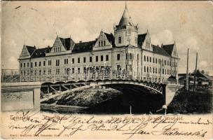 1904 Temesvár, Timisoara; Józsefváros, Ferenc József híd, Arany Horgony Kávéház, villamos. Králicsek Béla kiadása / Iosefin, bridge, café, tram (EB)