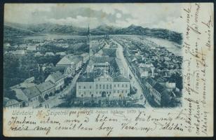 1900 Ajánlott levelezőlap Turul 4f és 25f bérmentesítéssel "MARMAROS-SZIGET" - "MEZŐ-...