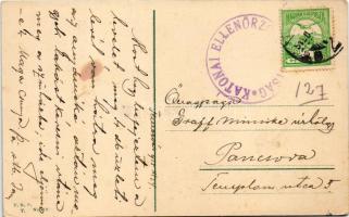 1915 Temesvár, Timisoara; Belváros, Piarista főgimnázium / grammar school + "KATONAI ELLENŐRZŐ ...