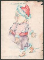 Jelzés nélkül, 6 db rajz: Egy nőgyűlölő álma (erotikus-karikaturisztikus outsider art), 1940. Vegyes...