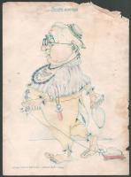 Jelzés nélkül, 6 db rajz: Egy nőgyűlölő álma (erotikus-karikaturisztikus outsider art), 1940. Vegyes...