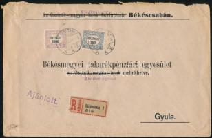 1922 Ajánlott levél 1000f és 350f Hivatalos bélyegekkel