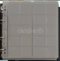 "NUMIS" zöld műbőr négygyűrűs érmeberakó album tokkal + 10db berakólappal, egyenként ~34,5...