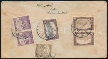 1921 Ajánlott expressz levél Sopronból Budapestre 6 db bélyeggel