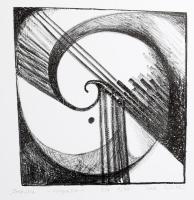 Olvashatatlan jelzéssel: Fosszília, 2006. Litográfia, papír. Művészpéldány EA X/XIII számozással. 20x20 cm