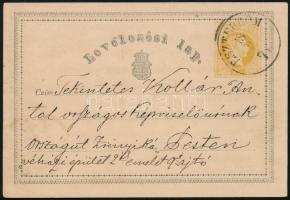 1871 2kr díjjegyes levelezőlap "ESZTERGOM"