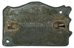 1916. "3. karácsony a harcmezőn" Zn sapkajelvény hátoldalon "K.U.K. KRIEGSFÜRSORGEAMT...