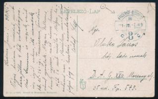 1918 Képeslap "PRAGERHOF-BUDAPEST" mozgóposta bélyegzéssel