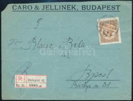 1926 Ajánlott Budapest helyi levél Koronás Madonna 2500K és Pengő-fillér 4f vegyes bérmentesítéssel
