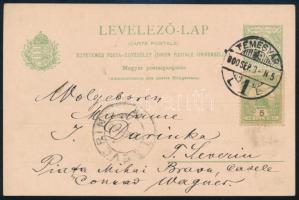 1900 Díjkiegészített díjjegyes levelezőlap "TEMESVÁR"