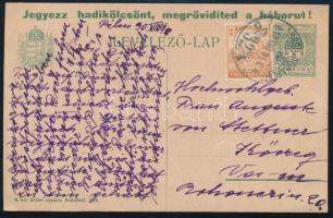 1918 Levelezőlap "BROD-BUDAPEST" mozgóposta bélyegzéssel