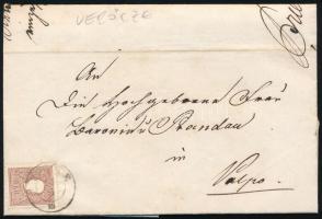 1861 10kr levélen Verőce bélyegzéssel