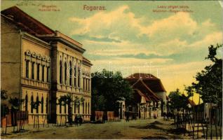 1909 Fogaras, Fagaras; Megyeháza, Leány polgári iskola. Fleissig Jakob kiadása / Komitat-Haus, Mädchen-Bürgerschule / county hall, girls' school (kis szakadás / small tear)